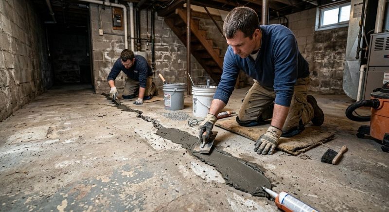 Cracked Basement Floor Repair in Horsham, PA