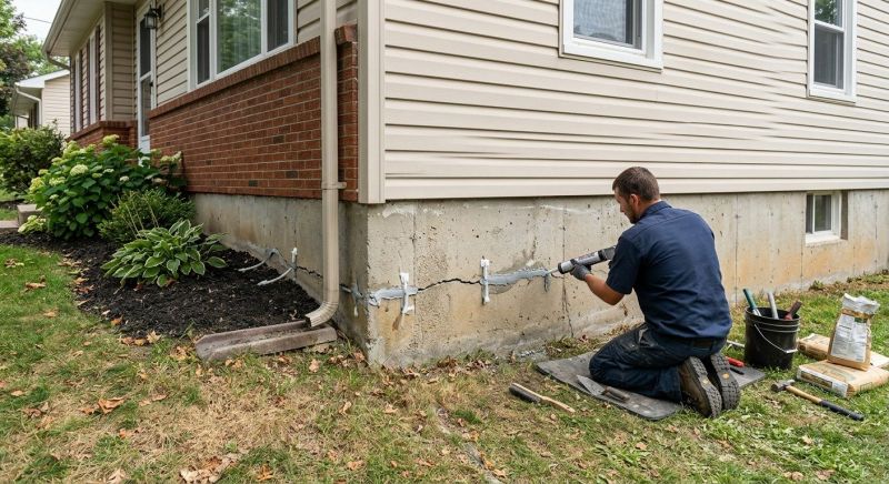 Cracked Foundation Repair in Huntingdon Valley, PA